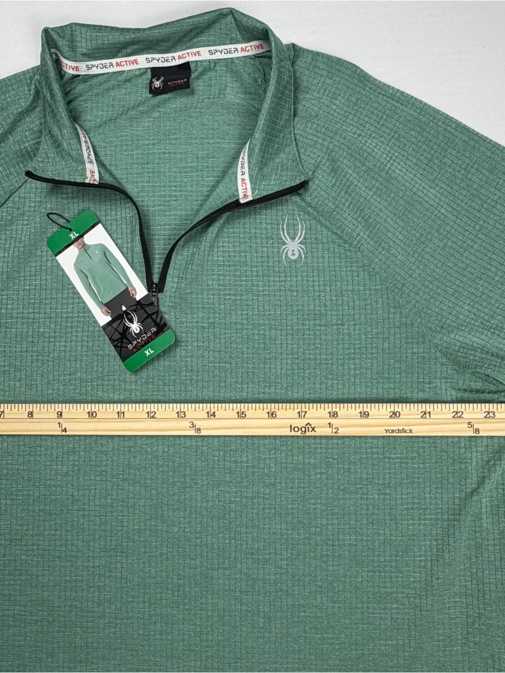 Spyder Active Pullover Top Mens XL Green Pro Web Performance 1/4-Zip Stretch NWT